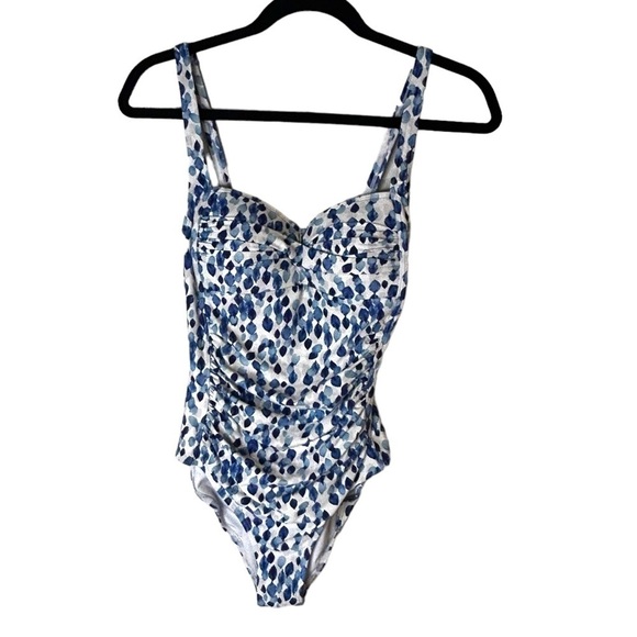 Nip Tuck Blue Petal Plunge Joanne Twist Front Tummy Control One Piece Swimsuit - Picture 4 of 15